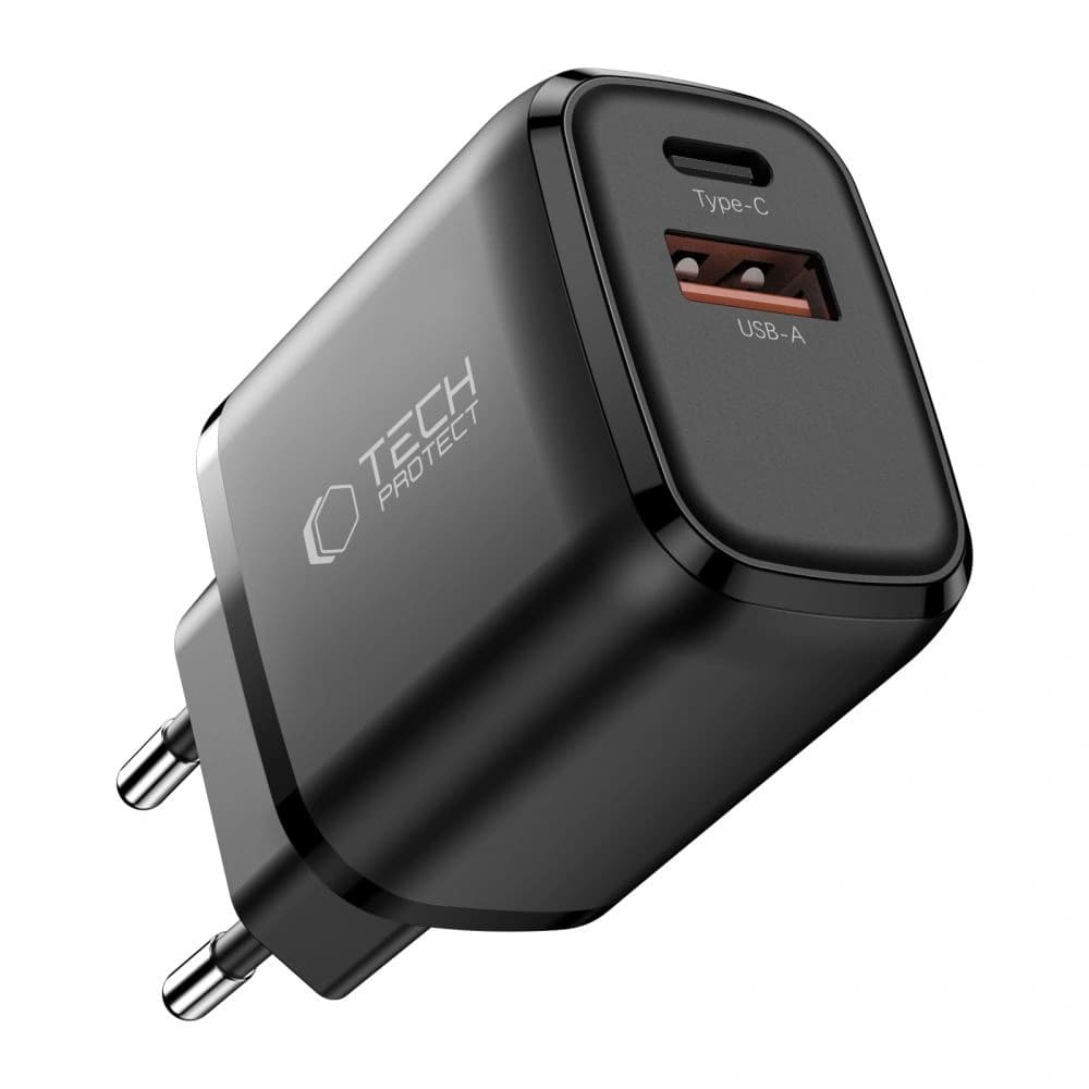 Tech-Protect NCA45W-GAN USB-A, USB-C Netzladegerät PD 45W / QC3.0 Schwarz
 - 2