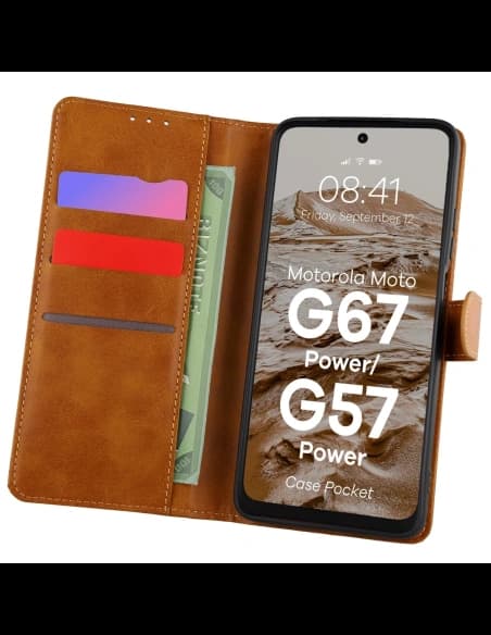 Bizon Case Pocket Motorola Moto G57 Power / G67 Power barna