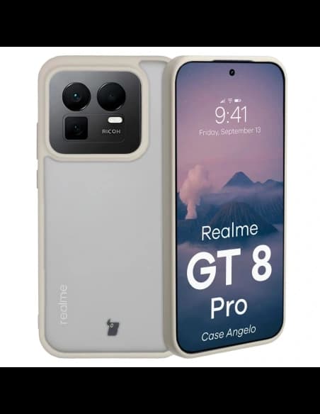 Bizon Case Angelo Realme GT 8 Pro félig átlátszó bézs kerettel
