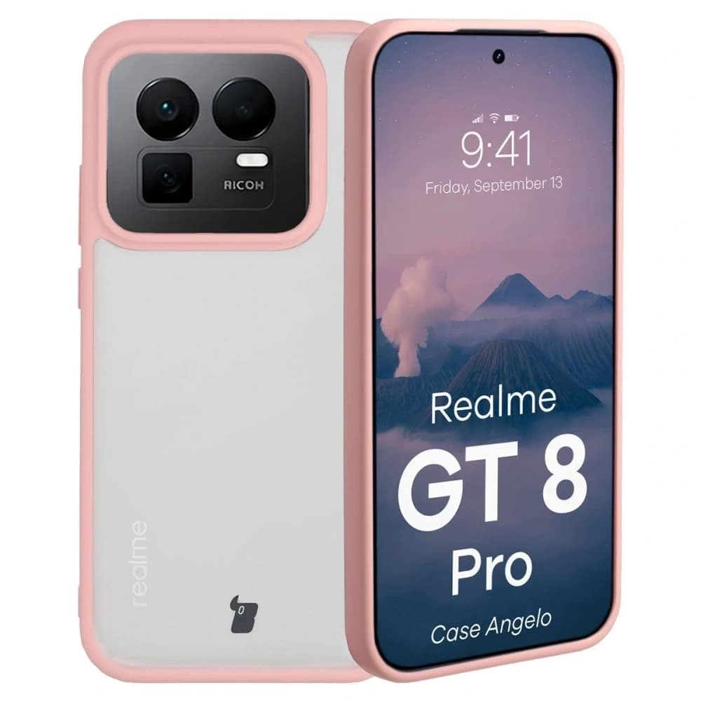Bizon Case Angelo Realme GT 8 Pro semi-transparent with a light pink frame - 1