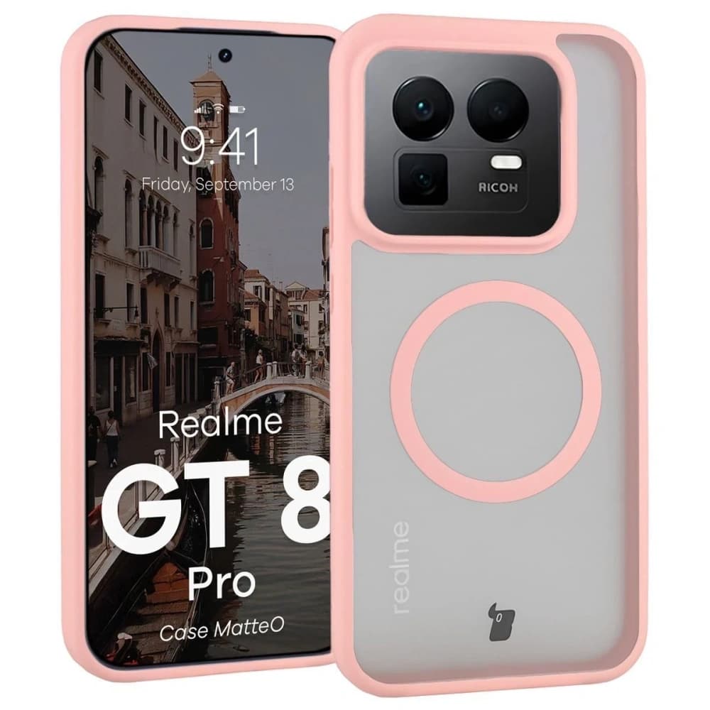 Bizon Case MatteO Magnetic Realme GT 8 Pro fumuriu roz deschis
 - 1