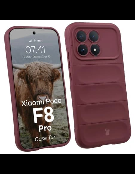 Pancerne etui Bizon Case Tur do Xiaomi POCO F8 Pro, burgundowe