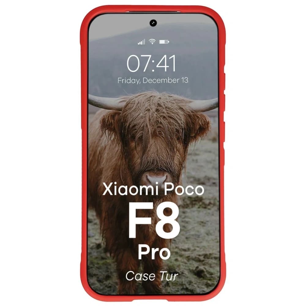 Etui rezistent Bizon Case Tur pentru Xiaomi POCO F8 Pro, roșu
 - 5