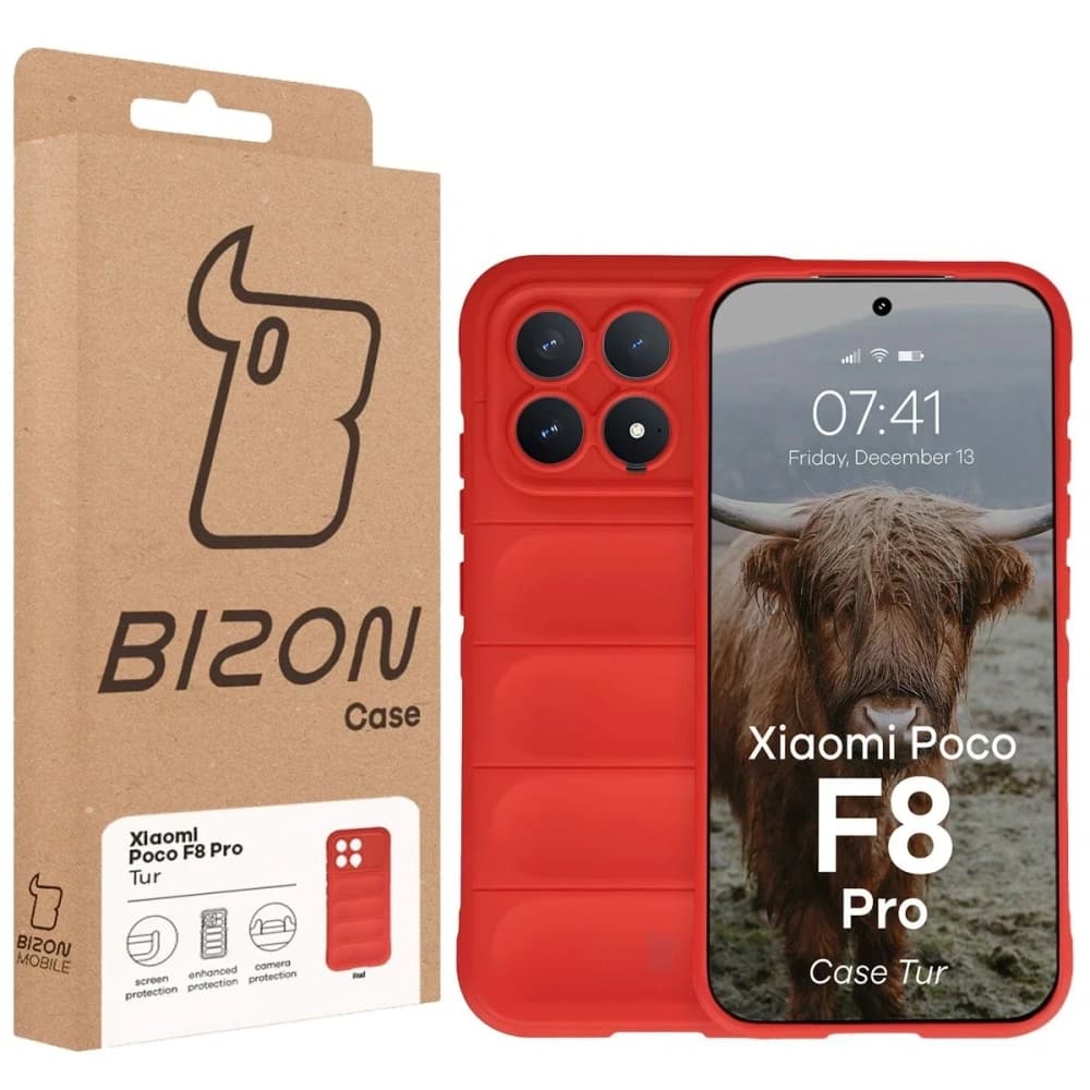 Etui rezistent Bizon Case Tur pentru Xiaomi POCO F8 Pro, roșu
 - 8