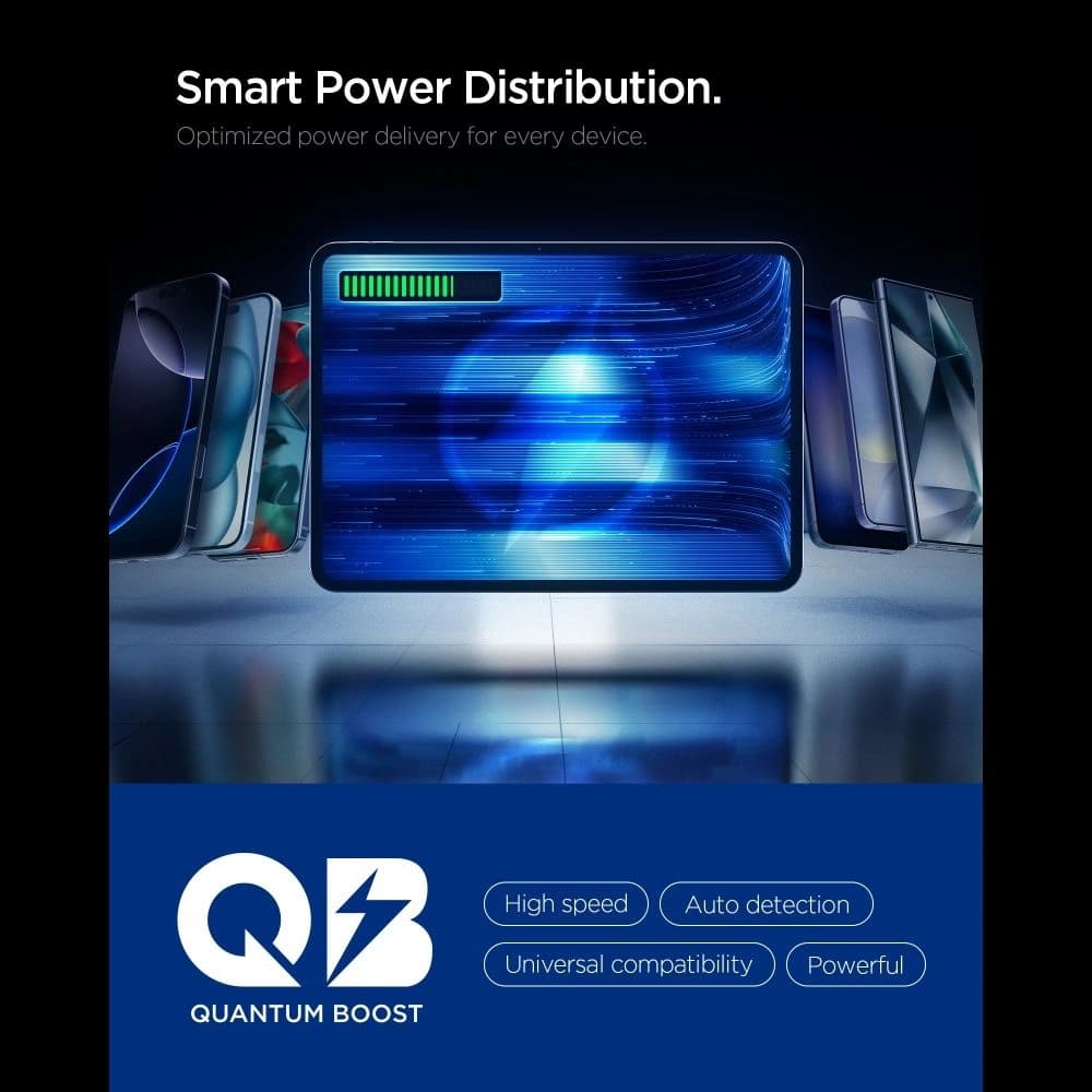 Spigen Essential EE673EU 2xUSB-C, USB-A Hálózati Töltő 67W Fehér
 - 5