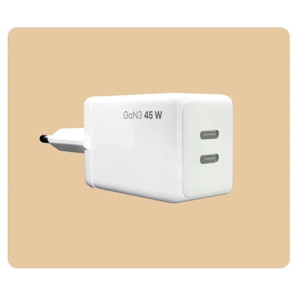 Bizon Charger VT-36B 45W 2xUSB-C PD QC 4.0 GAN3 white - 4
