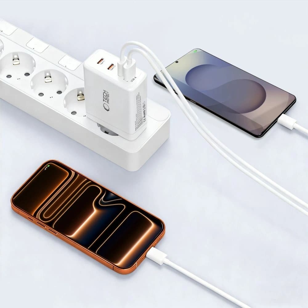 Tech-Protect NC120W-GAN 4-portos Hálózati Töltő PD 120W / QC3.0 Fehér
 - 8