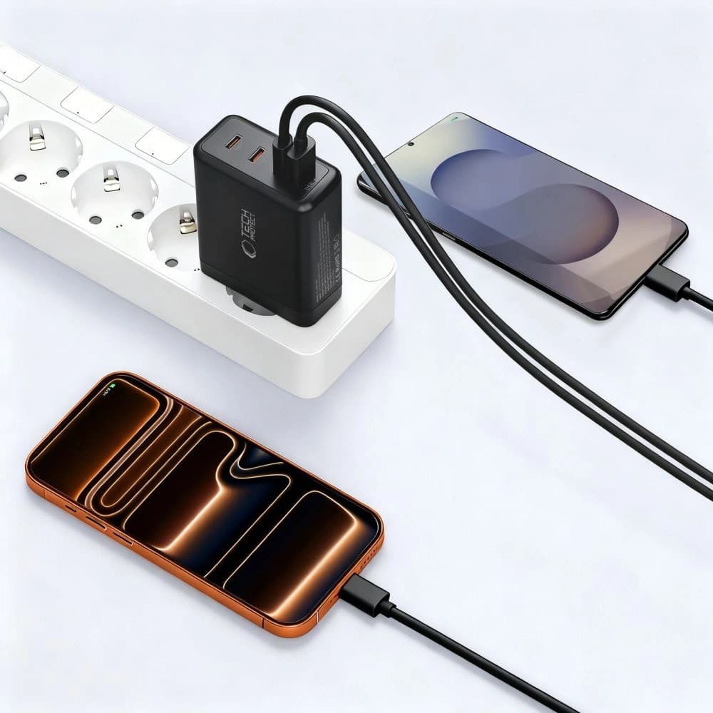 Tech-Protect NC120W-GAN 4-portos Hálózati Töltő PD 120W / QC3.0 Fekete
 - 7