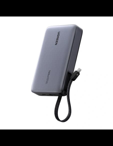 Ugreen PB551 Powerbank 20000mAh 145W USB-A, USB-C + beépített kábel (szürke)