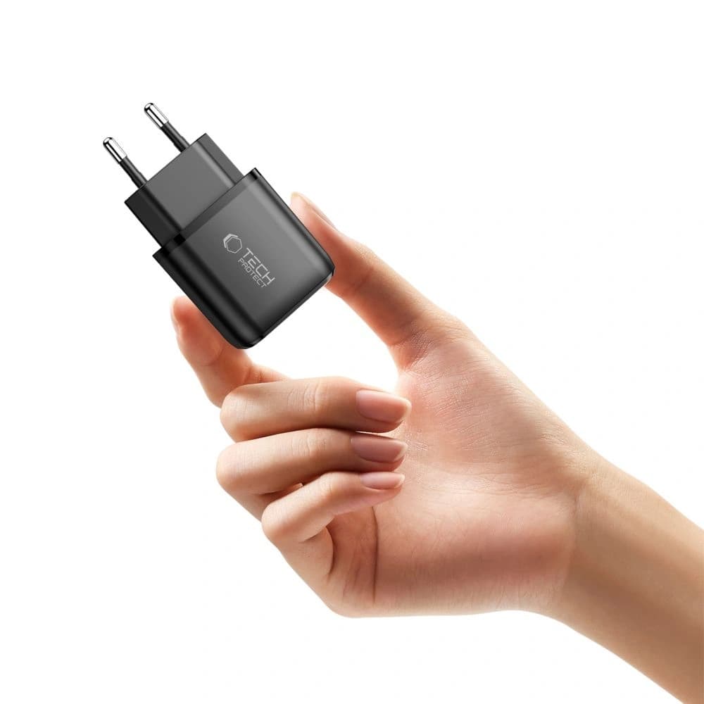 Tech-Protect NCA45W-GAN USB-A, USB-C Network Charger PD 45W / QC3.0 + USB-C Cable Black - 6