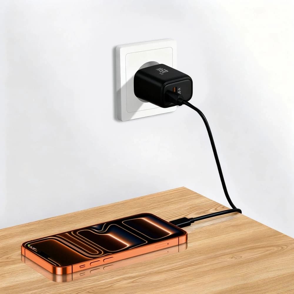 Tech-Protect NCA45W-GAN USB-A, USB-C Network Charger PD 45W / QC3.0 + USB-C Cable Black - 11