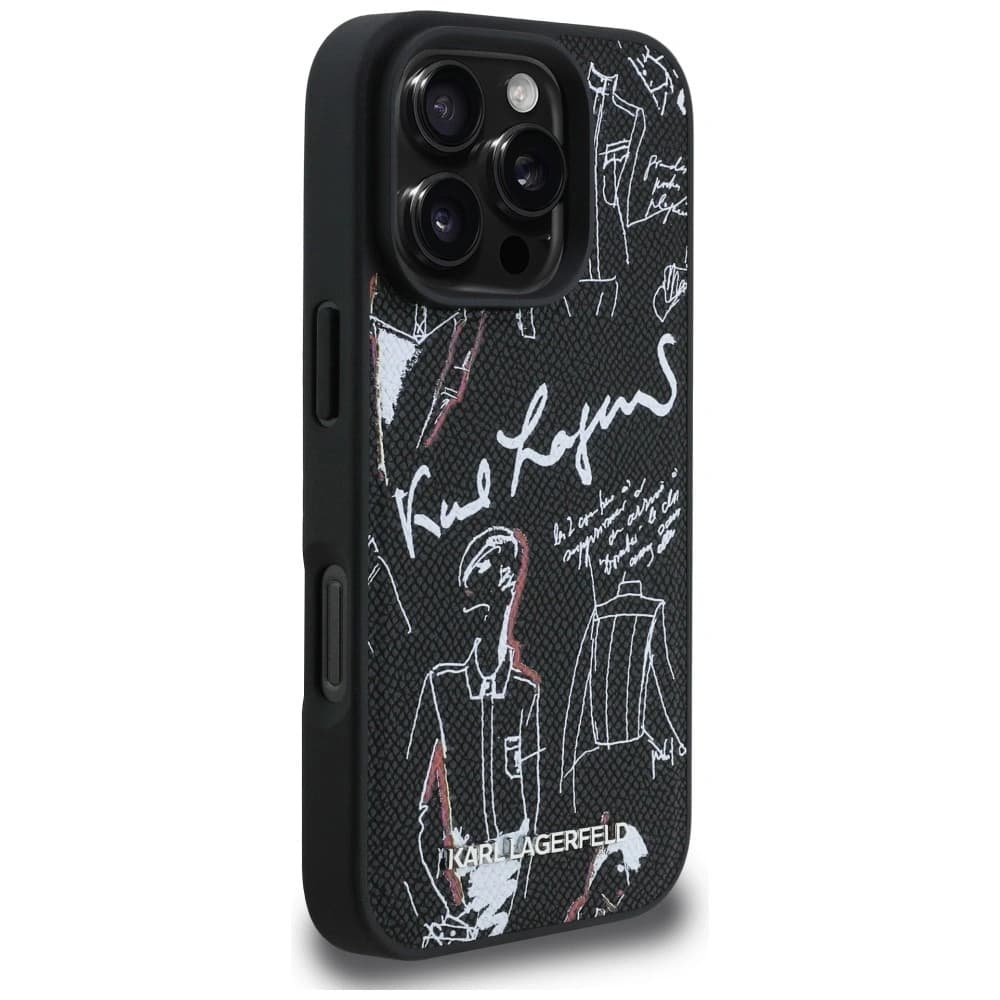 Karl Lagerfeld Grained Pattern & Logo MagSafe Apple iPhone 16 Pro černý
 - 4