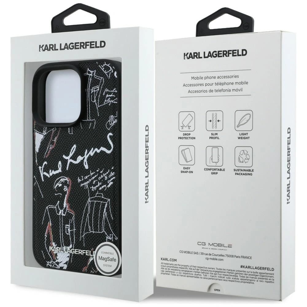 Karl Lagerfeld Grained Pattern & Logo MagSafe Apple iPhone 16 Pro černý
 - 8