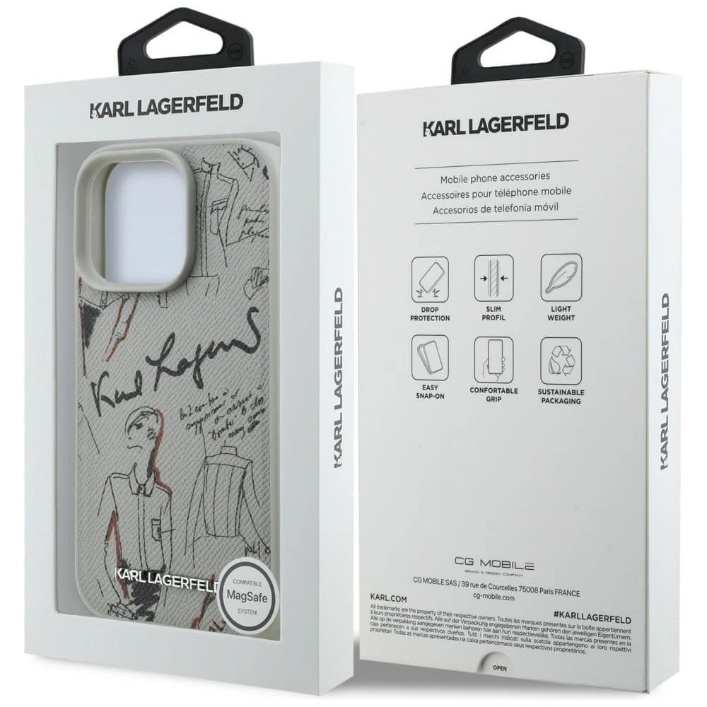 Karl Lagerfeld Model Granulat & Logo MagSafe Apple iPhone 16 Pro Max gri
 - 8