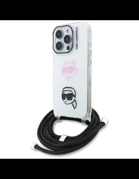 Karl Lagerfeld IML Crossbody Karl&Choupette Head Apple iPhone 16 Pro alb
