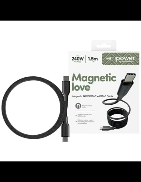 Cable by PanzerGlass Magnetic Empower 240W USB-C / USB-C 1.5m fekete