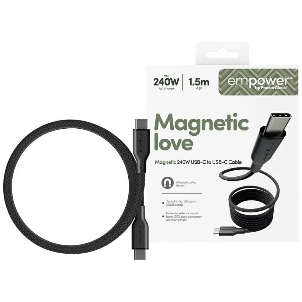 Cable by PanzerGlass Magnetic Empower 240W USB-C / USB-C 1.5m black - 1