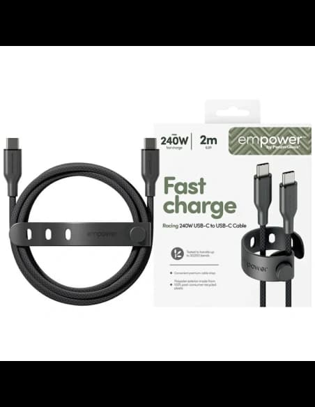 Cable by PanzerGlass Racing Empower 240W USB-C / USB-C 2m fekete