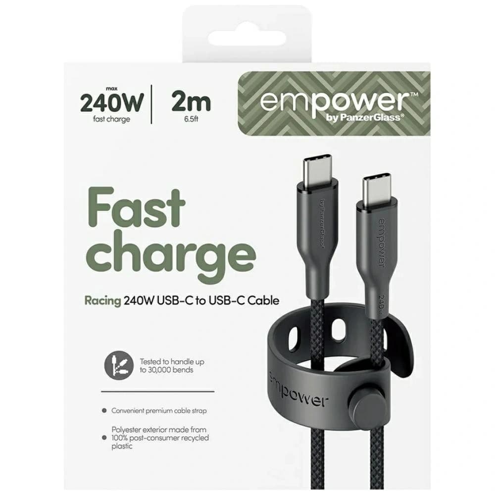 Cable by PanzerGlass Racing Empower 240W USB-C / USB-C 2m fekete
 - 6