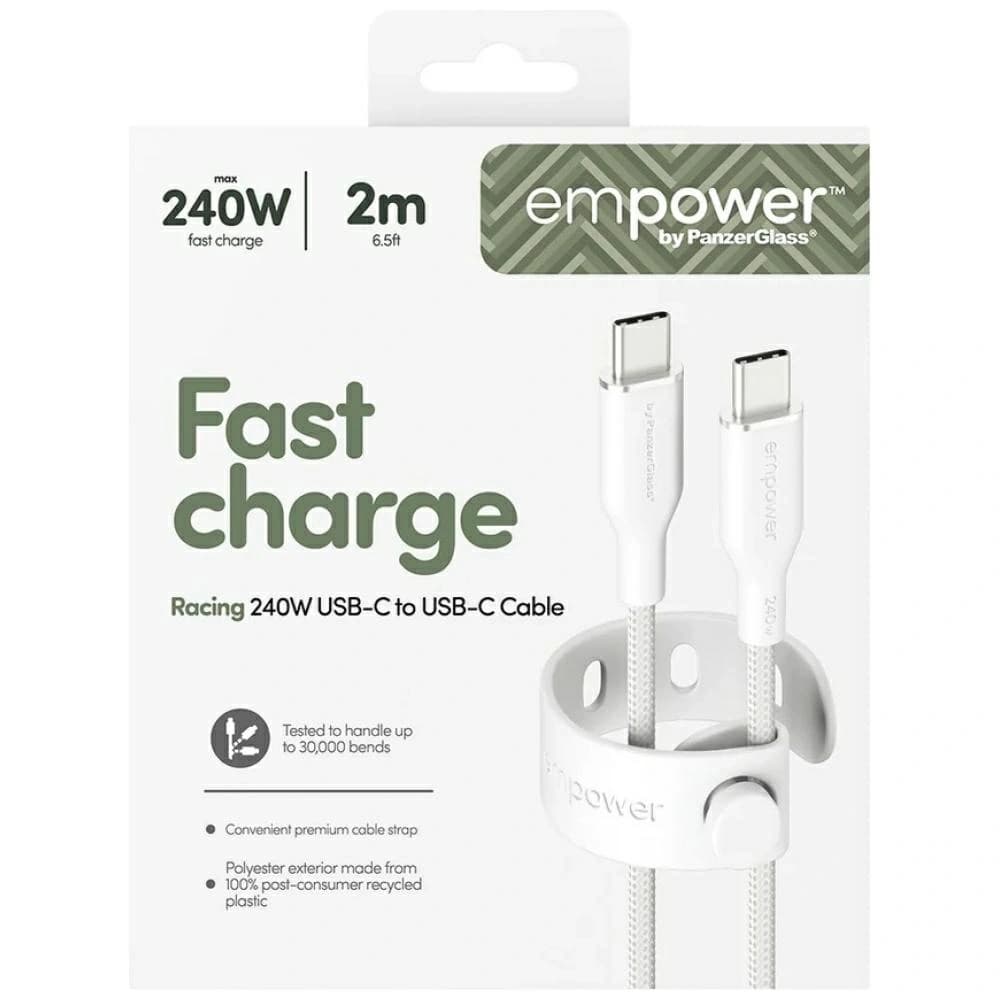 Cable by PanzerGlass Racing Empower 240W USB-C / USB-C 2m ezüst-fehér
 - 6