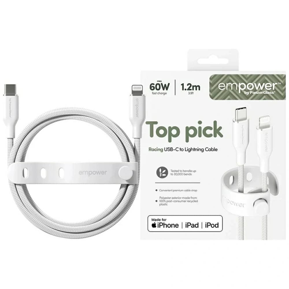 Cable by PanzerGlass Racing Empower 60W USB-C / Lightning 1.2m silver-white - 1