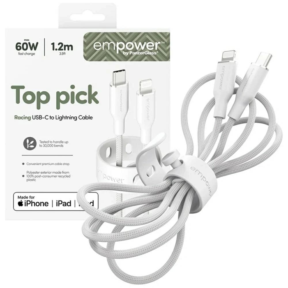 Cable by PanzerGlass Racing Empower 60W USB-C / Lightning 1.2m silver-white - 5