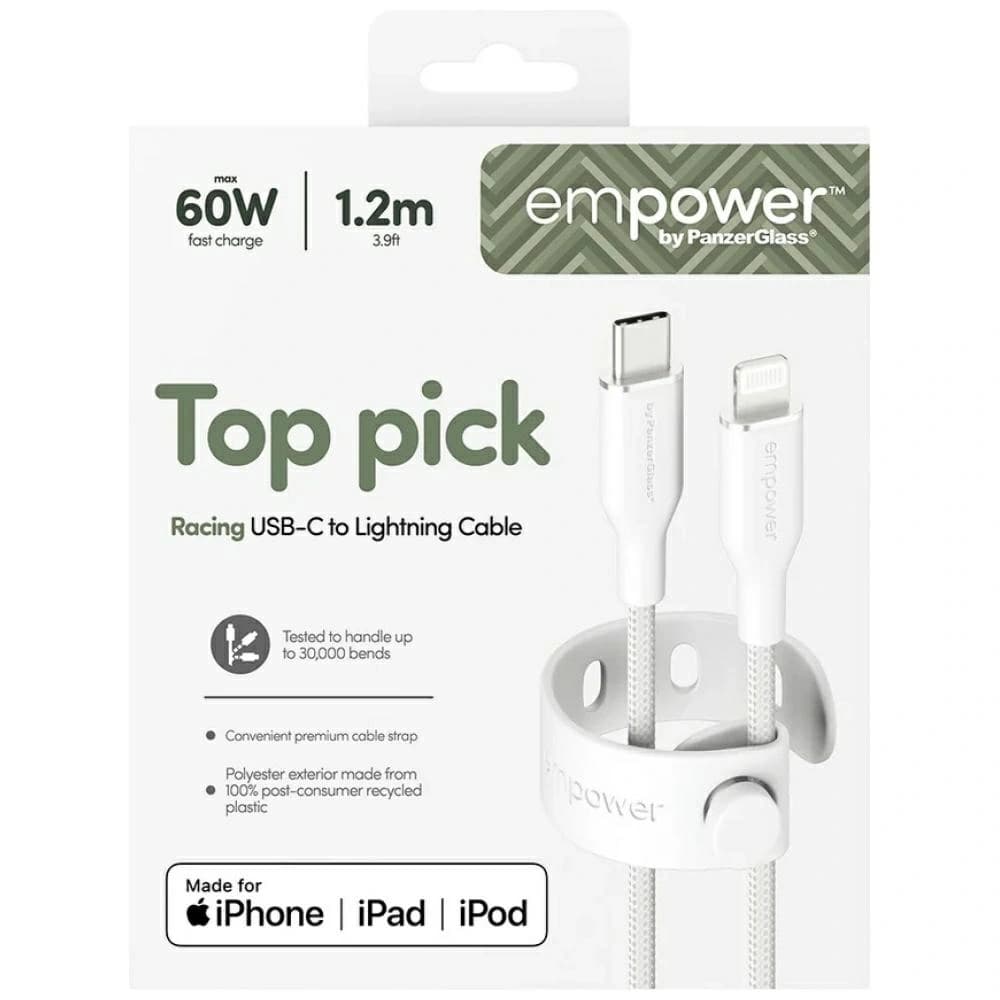 Cable by PanzerGlass Racing Empower 60W USB-C / Lightning 1.2m silver-white - 6