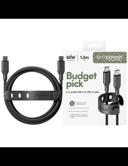 Cable by PanzerGlass Racing Empower 60W USB-C / USB-C 1.2m fekete
