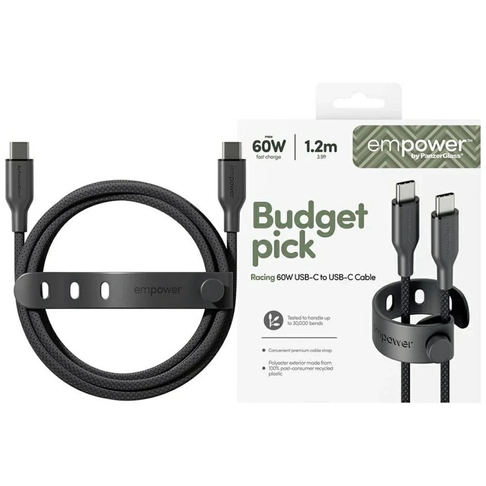 Cable by PanzerGlass Racing Empower 60W USB-C / USB-C 1.2m black - 1
