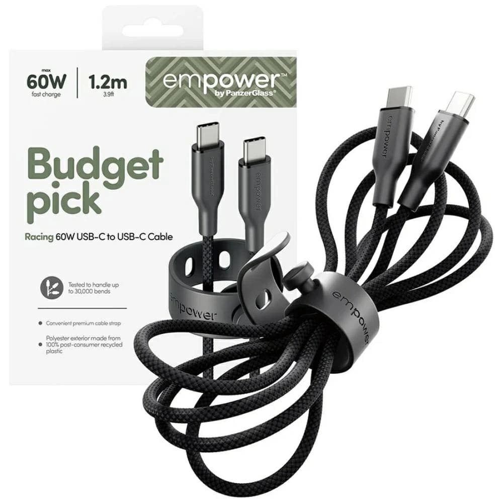 Cable by PanzerGlass Racing Empower 60W USB-C / USB-C 1.2m black - 5