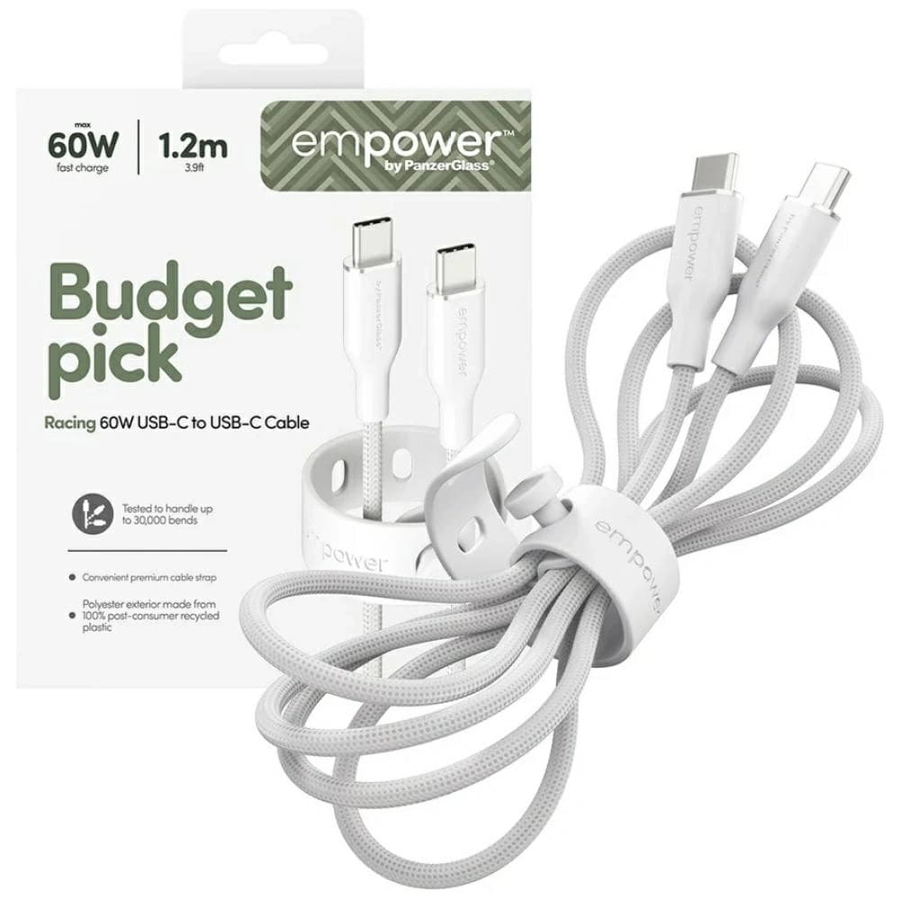 Kabel von PanzerGlass Racing Empower 60W USB-C / USB-C 1,2m silber-weiß
 - 5