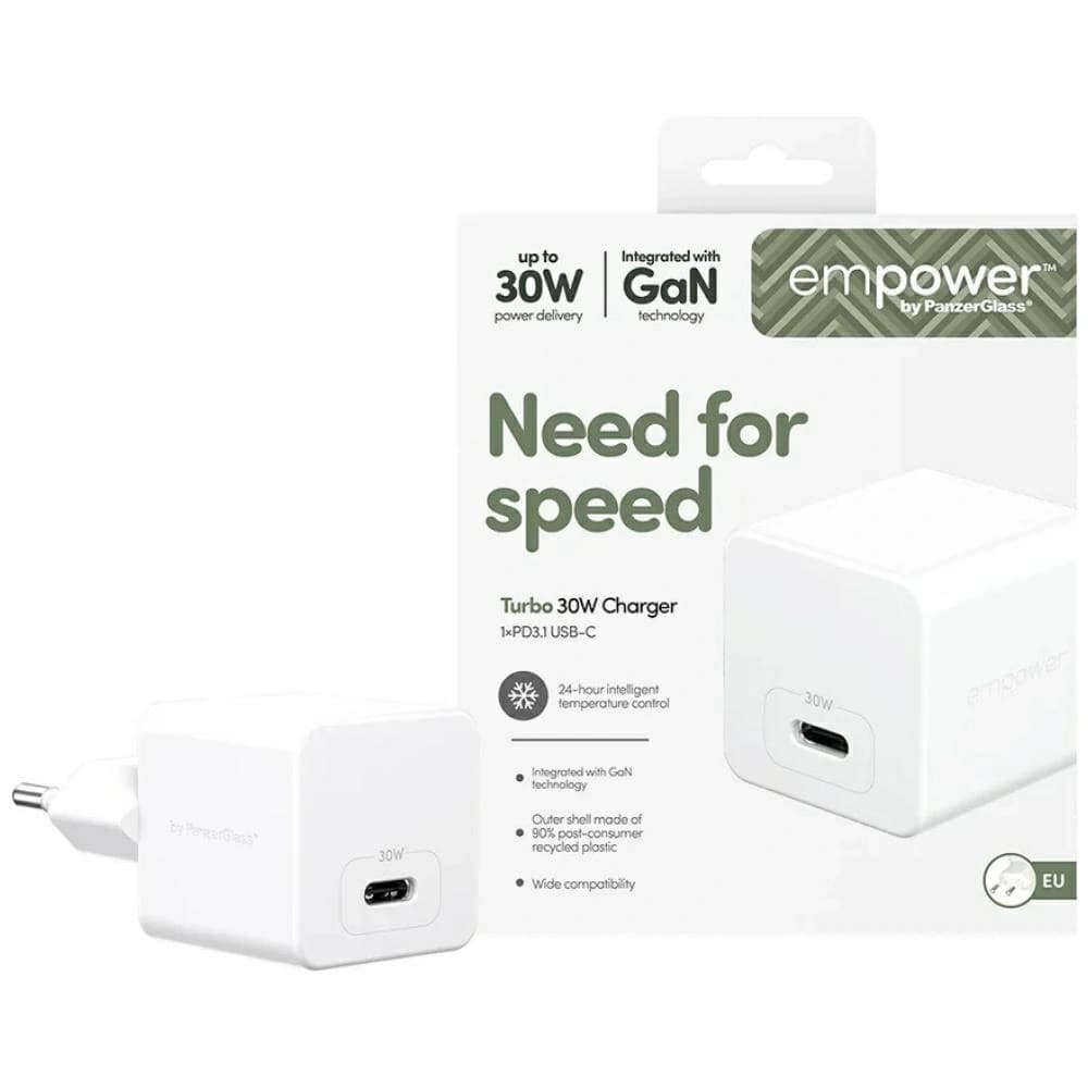 Empower de la PanzerGlass Turbo 30W Încărcător de perete USB-C Argintiu-Negru
 - 1