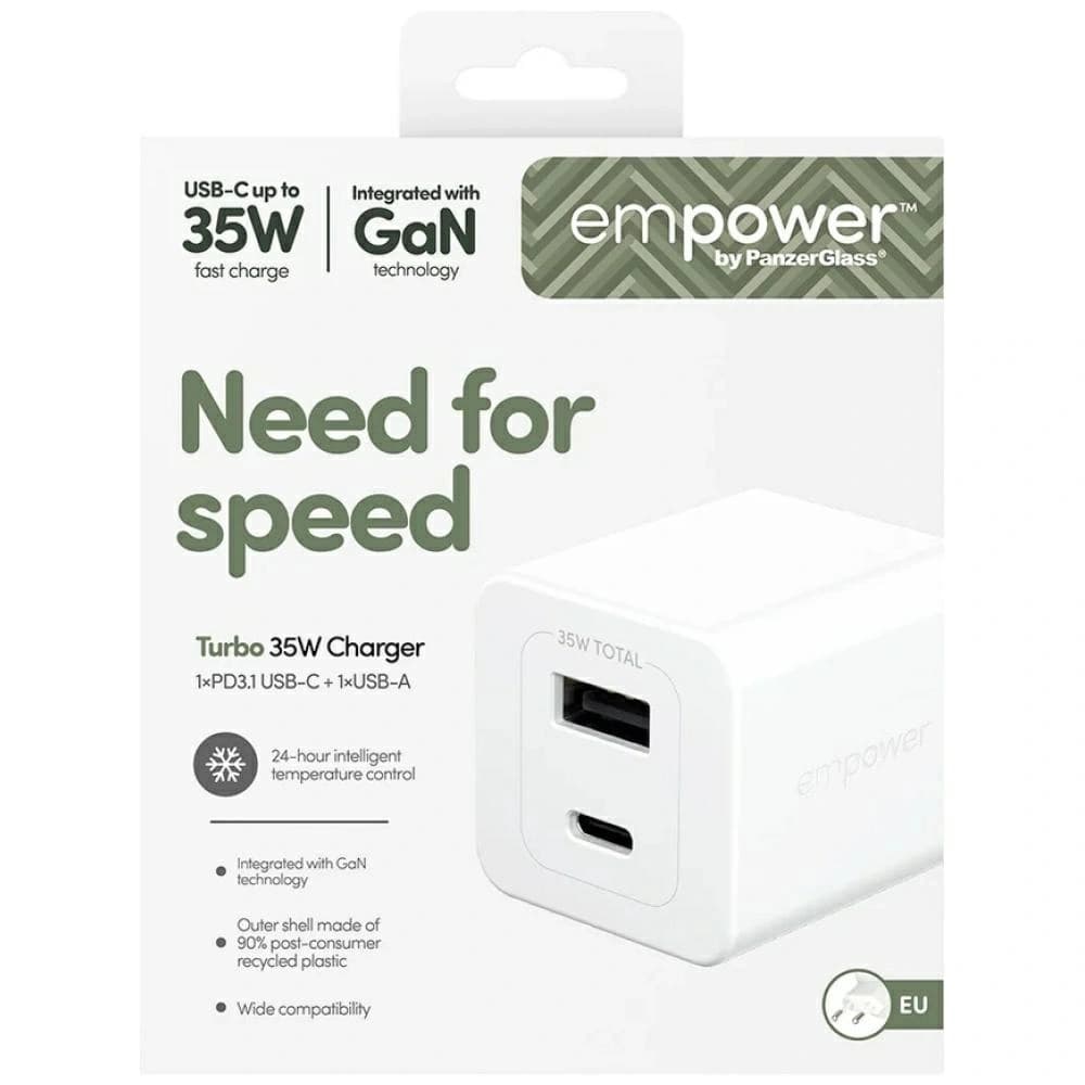 Empower by PanzerGlass Turbo 35W USB-A, USB-C Ezüst-Fehér Fali Töltő
 - 5