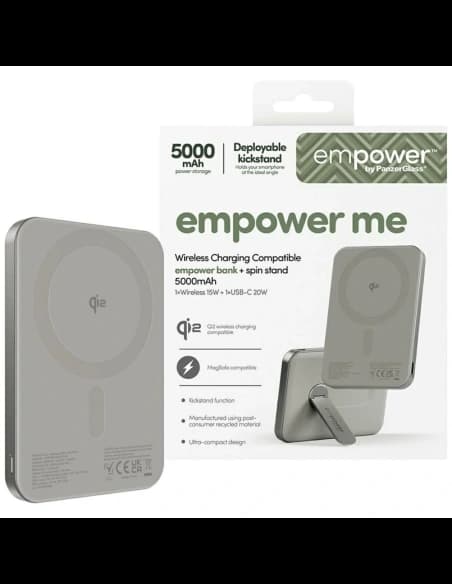 Empower Power Bank by PanzerGlass Bank w. Spin Stand 5000mAh titán
