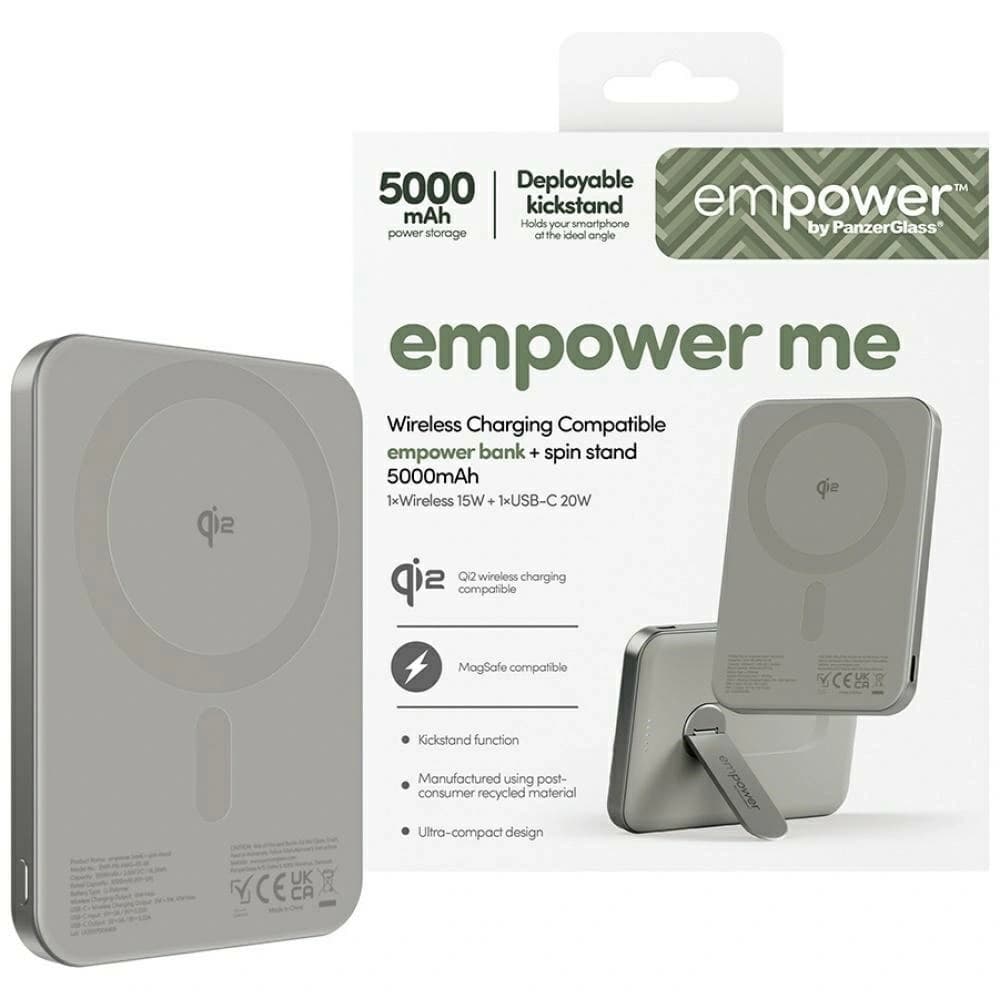Empower Power Bank by PanzerGlass Bank w. Spin Stand 5000mAh titán
 - 1