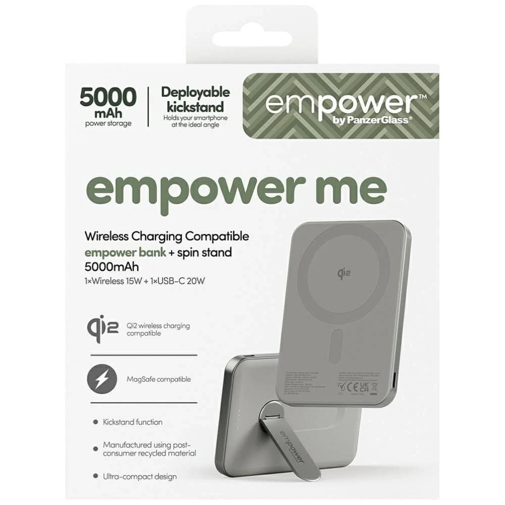 Empower Power Bank by PanzerGlass Bank w. Spin Stand 5000mAh titán
 - 6