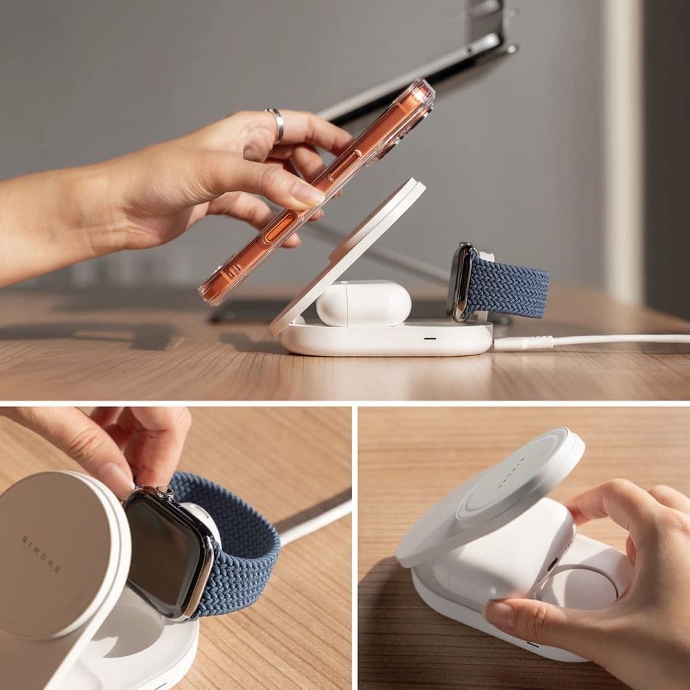 Ringke Qi2.2 25w 3in1 Încărcător Wireless Magnetic MagSafe Alb
 - 5