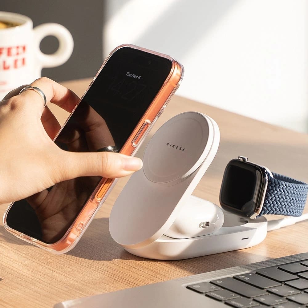 Ringke Qi2.2 25w 3in1 Încărcător Wireless Magnetic MagSafe Alb
 - 8