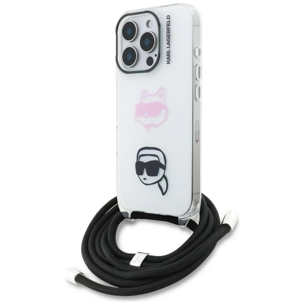 Karl Lagerfeld IML Crossbody Karl&Choupette Head Apple iPhone 16 Pro Max bílý
 - 1