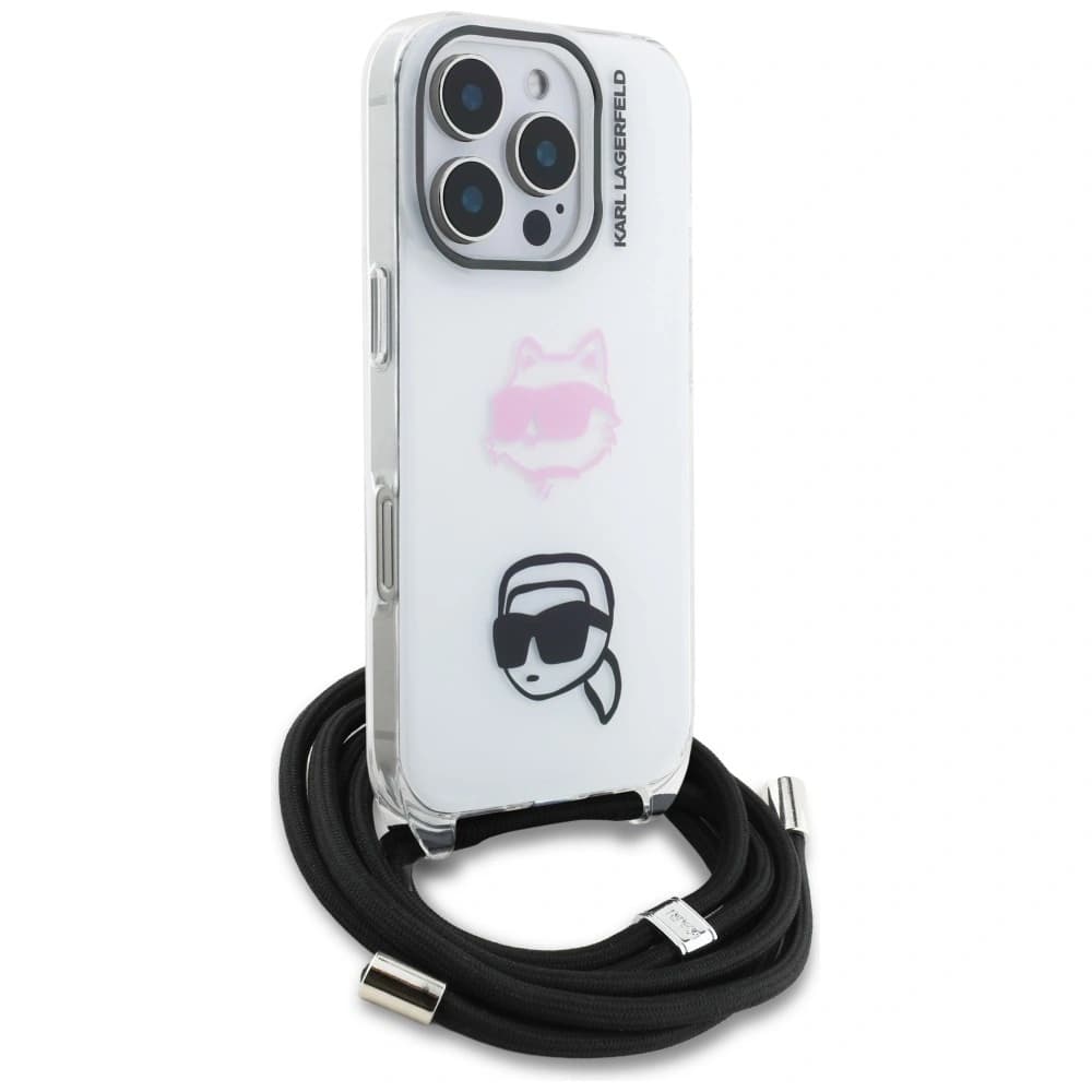 Karl Lagerfeld IML Crossbody Karl&Choupette Head Apple iPhone 16 Pro Max bílý
 - 3