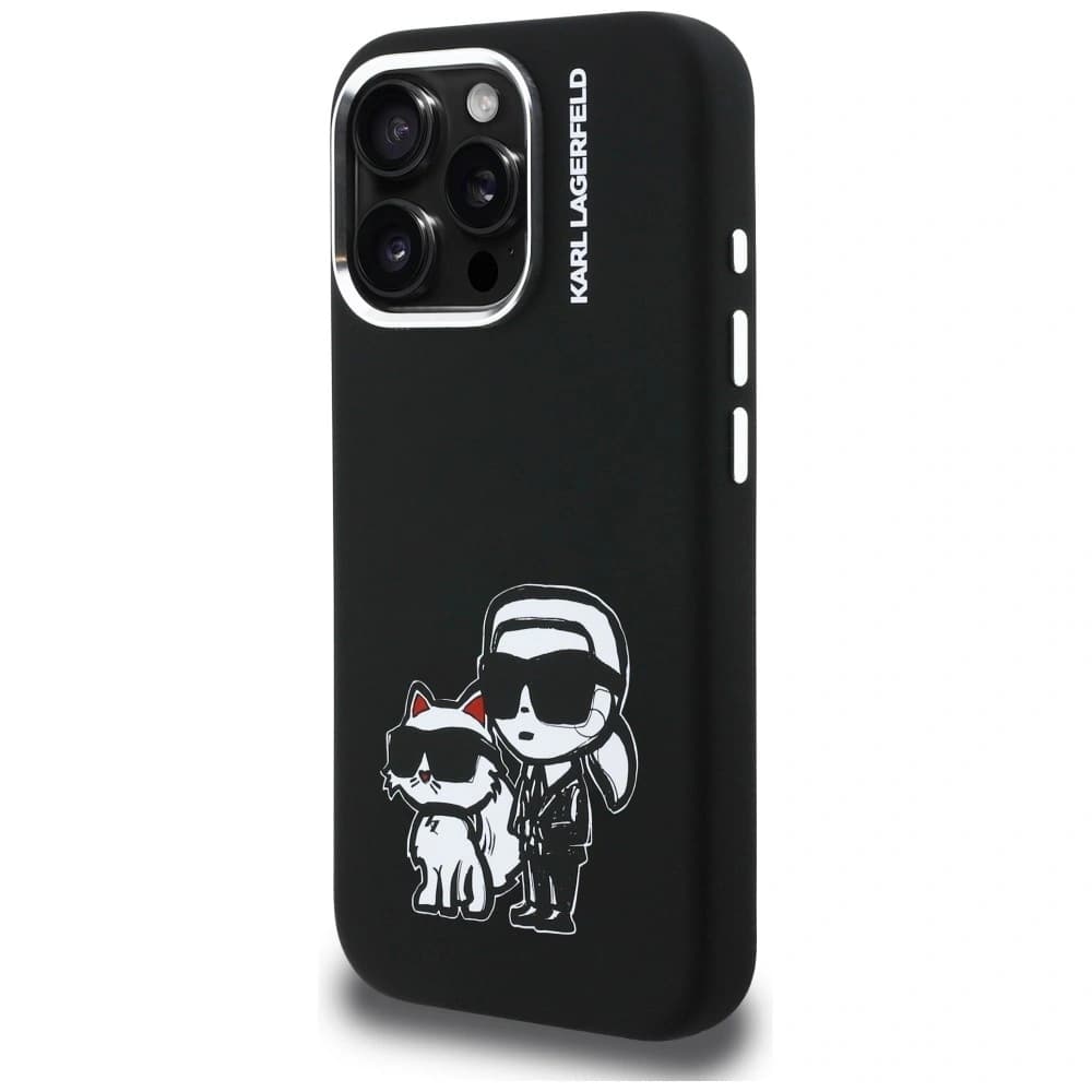 Karl Lagerfeld Silicone Karl&Choupette Sketch MagSafe Apple iPhone 16 Pro fekete
 - 2