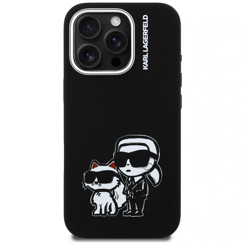 Karl Lagerfeld Silicone Karl&Choupette Sketch MagSafe Apple iPhone 16 Pro fekete
 - 3