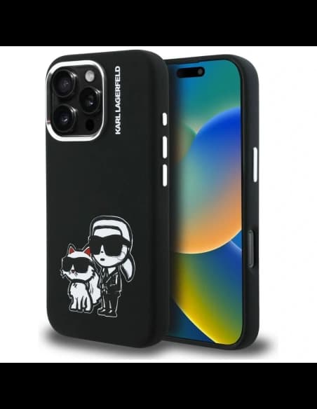 Karl Lagerfeld Silicone Karl&Choupette Sketch MagSafe Apple iPhone 16 Pro Max černý
