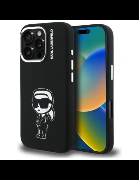 Karl Lagerfeld Silicon Karl Sketch MagSafe Apple iPhone 16 Pro negru
