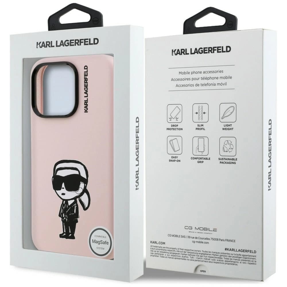 Karl Lagerfeld Silicon Karl Sketch MagSafe Apple iPhone 16 Pro roz
 - 8