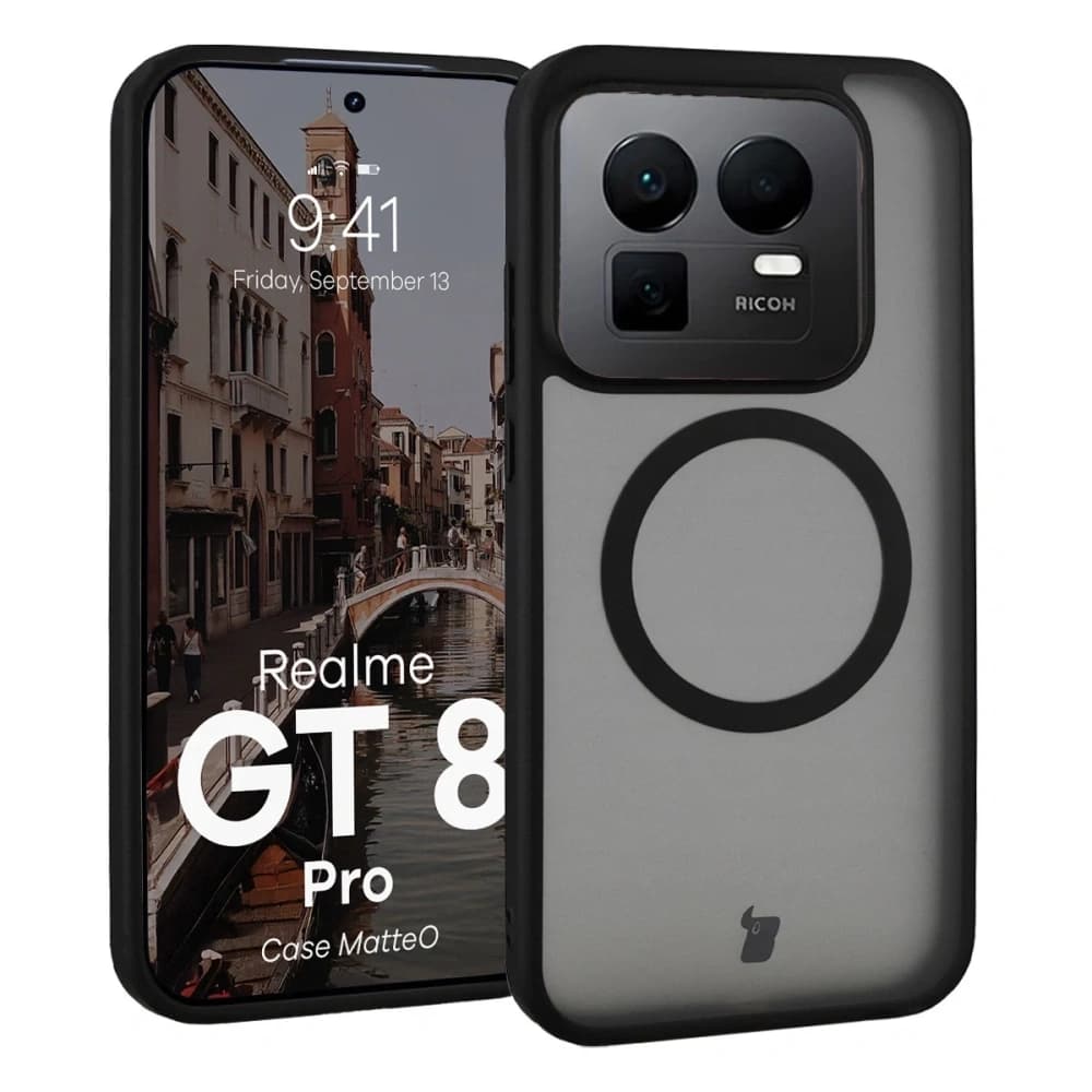 Carcasă Bizon MatteO Magnetic Realme GT 8 Pro negru fumuriu
 - 1
