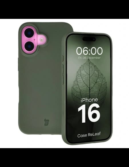 Bizon Case ReLeaf Apple iPhone 16 tmavě zelená

