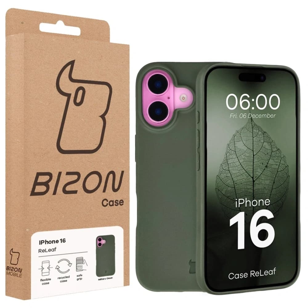 Bizon Case ReLeaf Apple iPhone 16 verde închis
 - 6