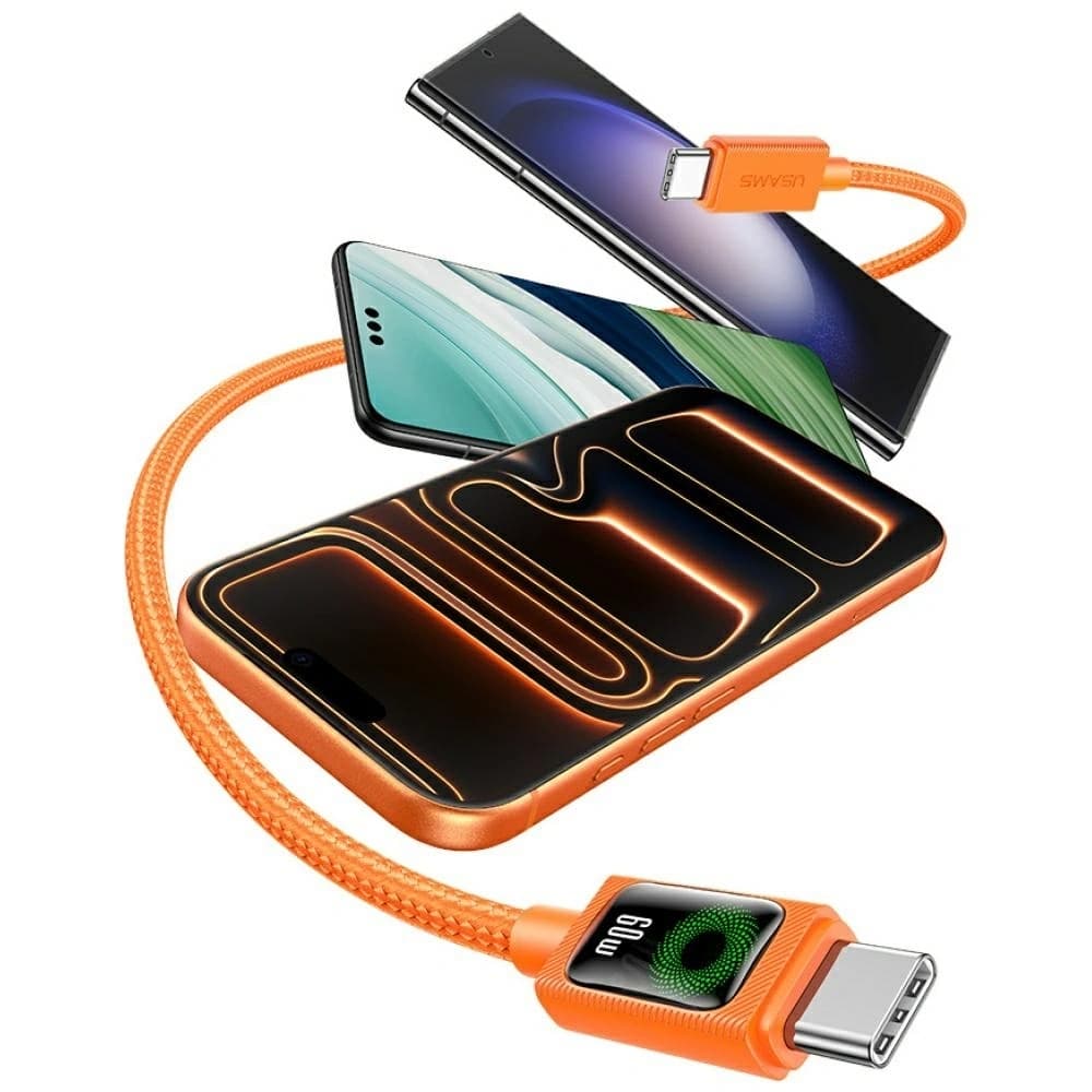 USAMS SJ773 PD 60W Cablu USB-C / USB-C 1.2m portocaliu
 - 4