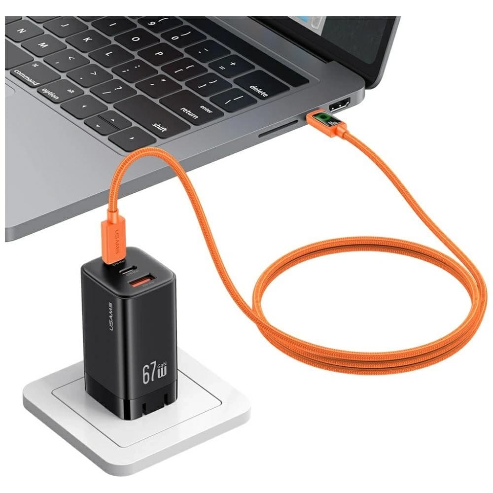 USAMS SJ773 PD 60W Cablu USB-C / USB-C 1.2m portocaliu
 - 9
